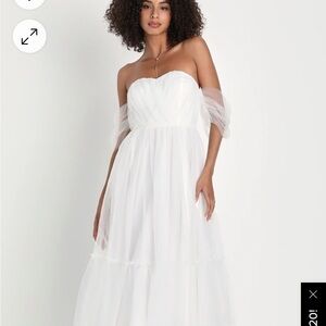 Lulu's White Strapless Midi Dress